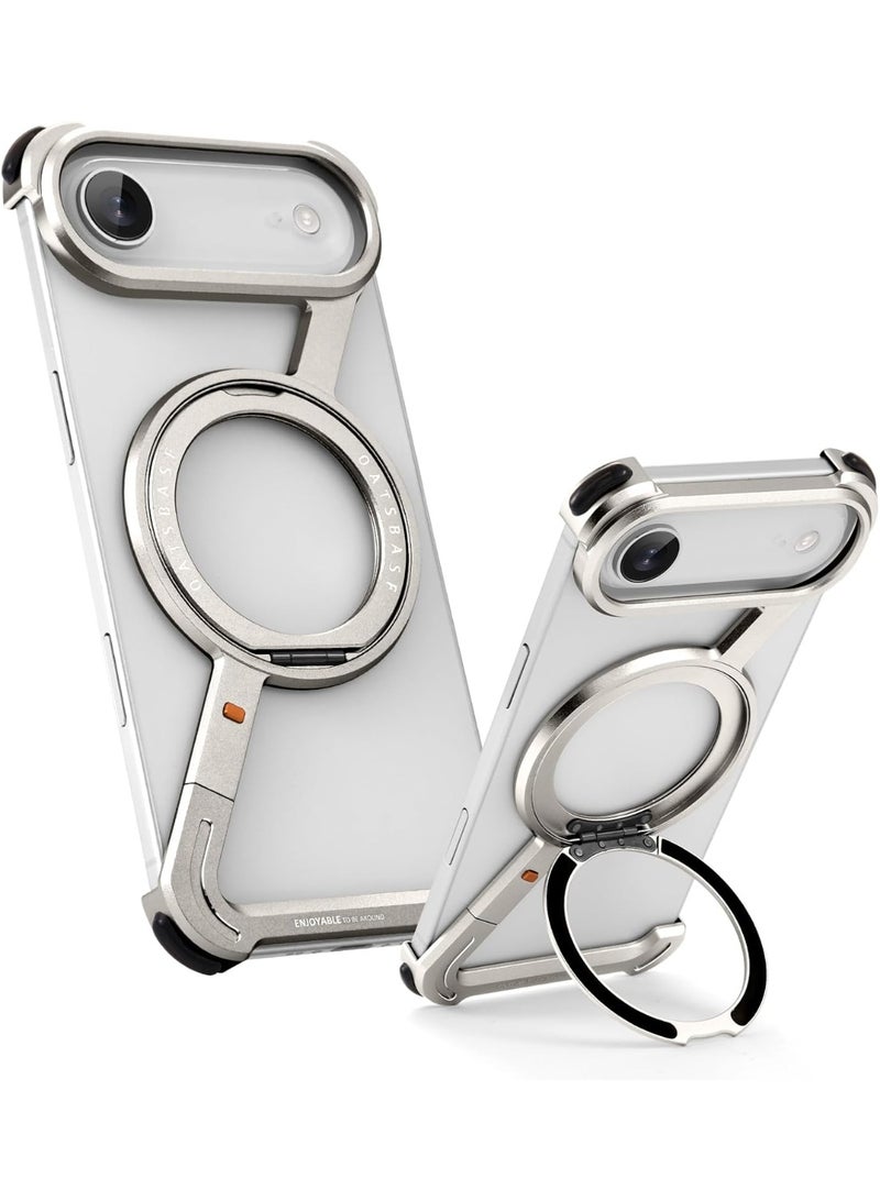 Oatsbasf iPhone 17 Air Silver Case with 360° Rotation Kickstand | Aluminum Metal Frameless Bumper Z Case | Shockproof Protective Cover for iPhone Air - Image 1