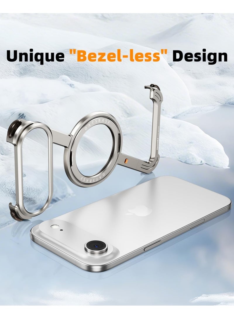 Oatsbasf iPhone 17 Air Silver Case with 360° Rotation Kickstand | Aluminum Metal Frameless Bumper Z Case | Shockproof Protective Cover for iPhone Air - Image 2