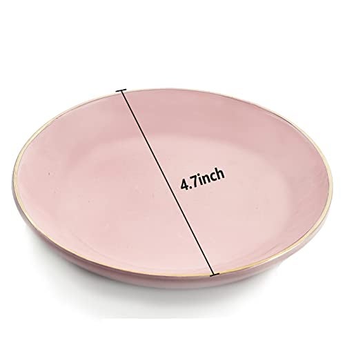 HANKOR 4.75" Ceramic Jewelry Tray, Small Ring Dish Holder Trinket Tray, Catch All Trays for Ring Earring Necklace Key, Christmas Gifts for Women Girls, Pink - Image 5