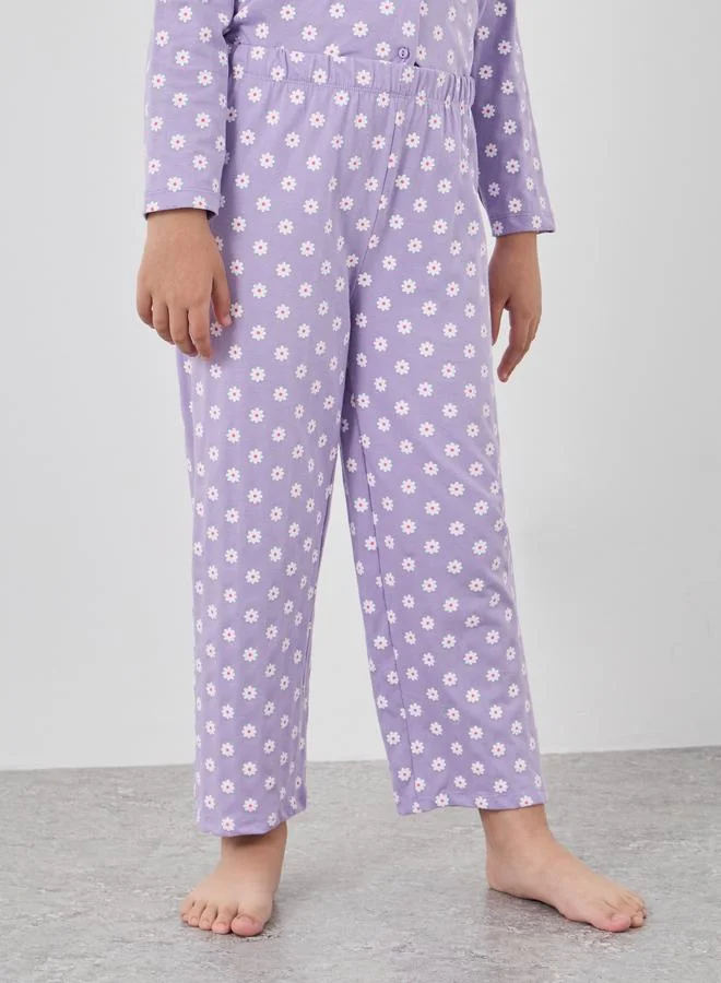 Styli Styli All-Over Floral Print Shirt and Pyjama Set