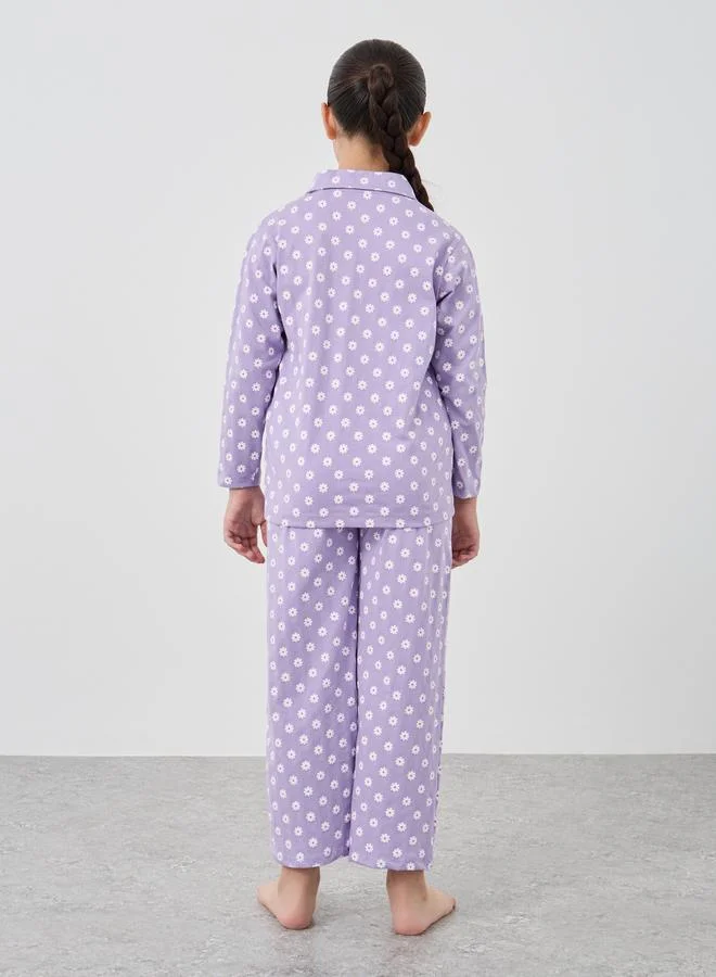 Styli Styli All-Over Floral Print Shirt and Pyjama Set