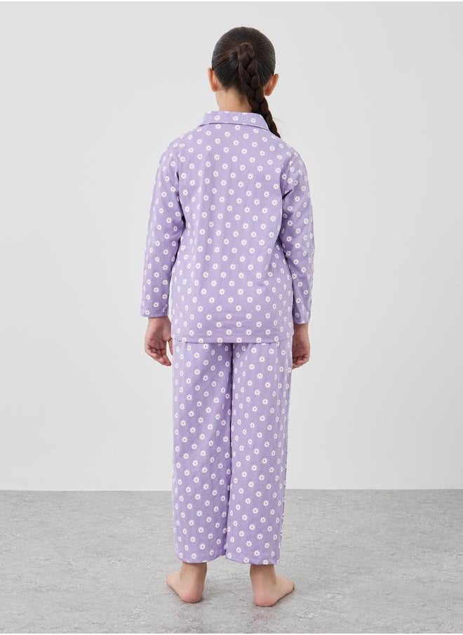 Styli Styli All-Over Floral Print Shirt and Pyjama Set  - Image 4