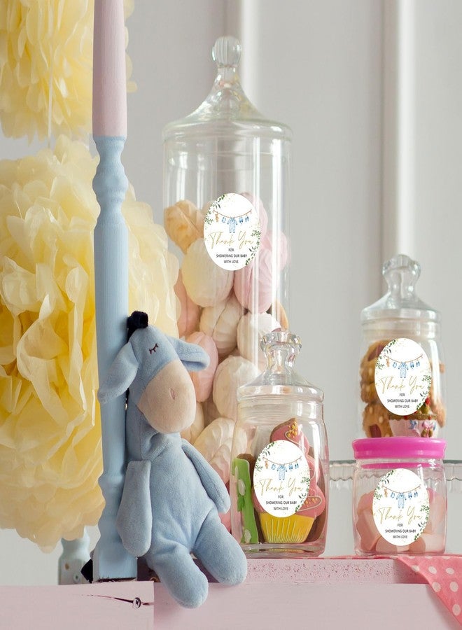 وولاين ملصقات شكر على ملابس حفل استقبال المولود الجديد من والين، 100 قطعة، مقاس 2 بوصة، ملصقات لاصقة دائرية زرقاء لطيفة لتزيين حفلات أعياد ميلاد الأولاد. - Image 5