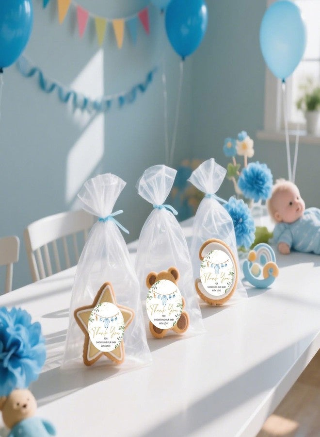 وولاين ملصقات شكر على ملابس حفل استقبال المولود الجديد من والين، 100 قطعة، مقاس 2 بوصة، ملصقات لاصقة دائرية زرقاء لطيفة لتزيين حفلات أعياد ميلاد الأولاد. - Image 4