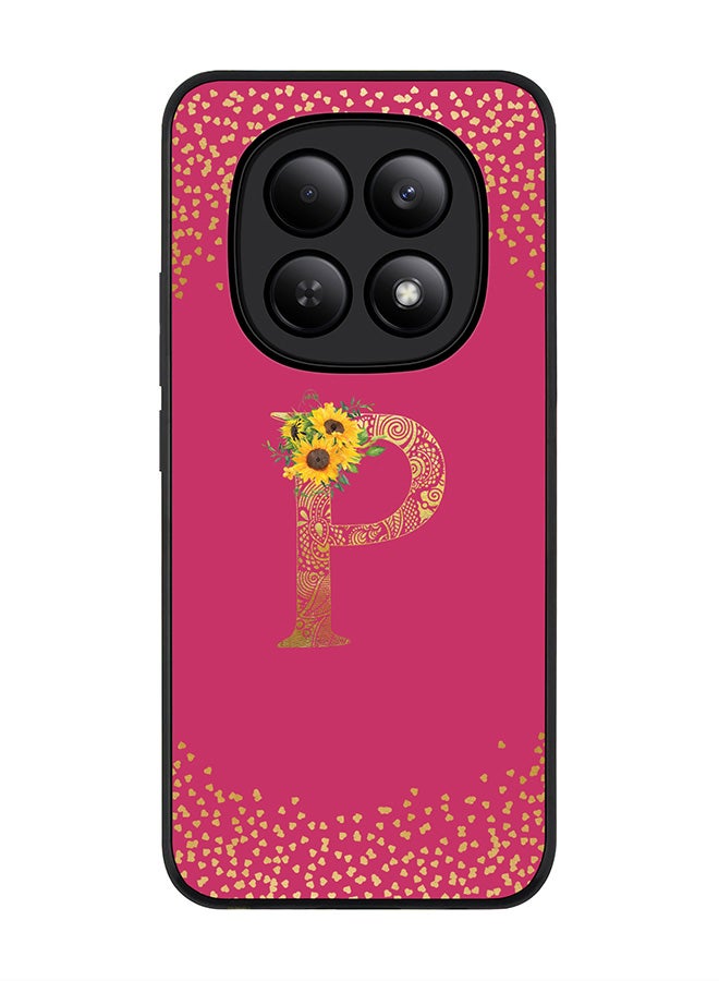 For Xiaomi Redmi Note 15 4G Case,Slim fit Camera Protection, Shockproof Thin Phone cover  - Custom Floral Monogram - P ( Deep Pink )