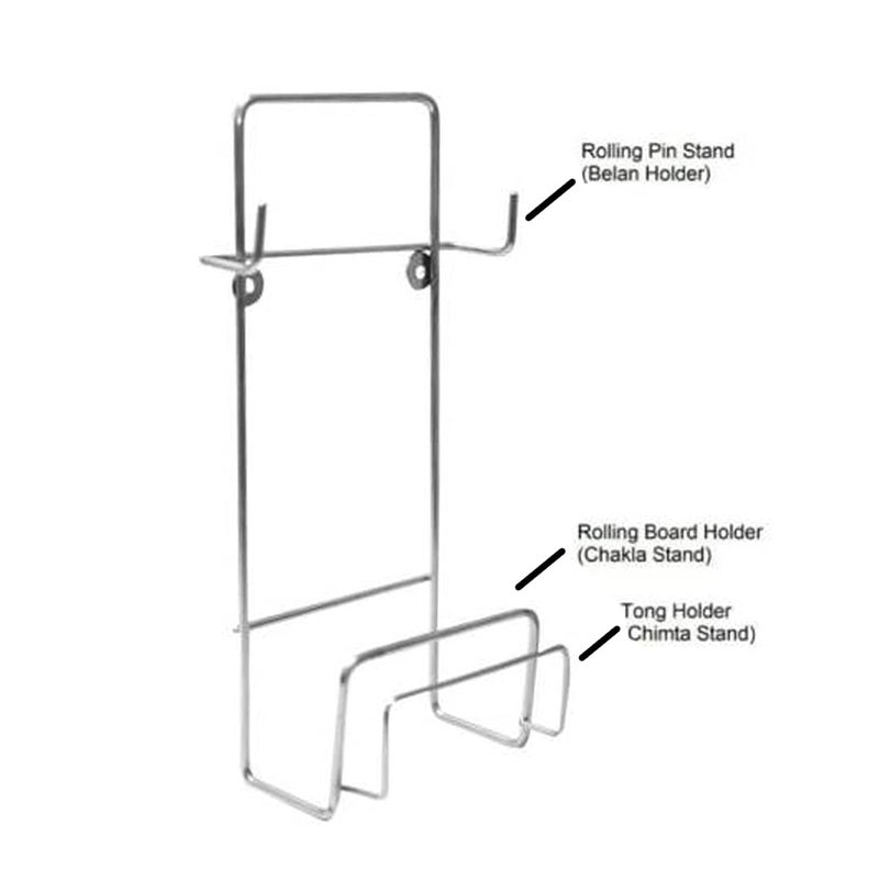 JISUN Stainless Steel Wall Mounted Chakla Belan Stand Pack of 3 Wall Mounted Ladle Hook Rail for Kitchen Silver  - Image 5