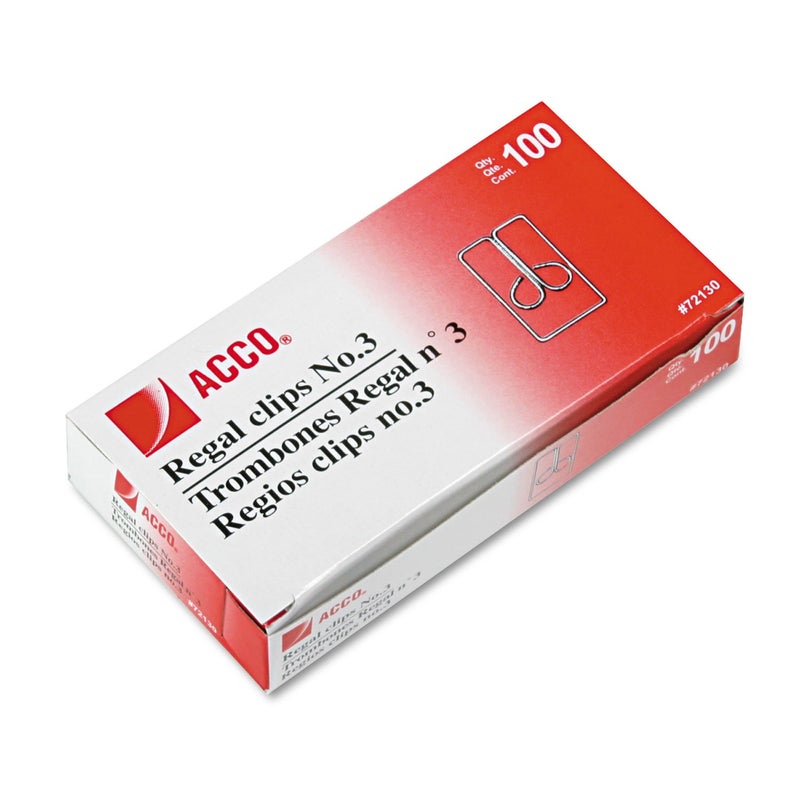 ACCO Brands مشابك بومة ريجال ACCO #3، سلك فولاذي، بطول 1 بوصة، فضي، 100 مشبك في العلبة (A7072130) - Image 5