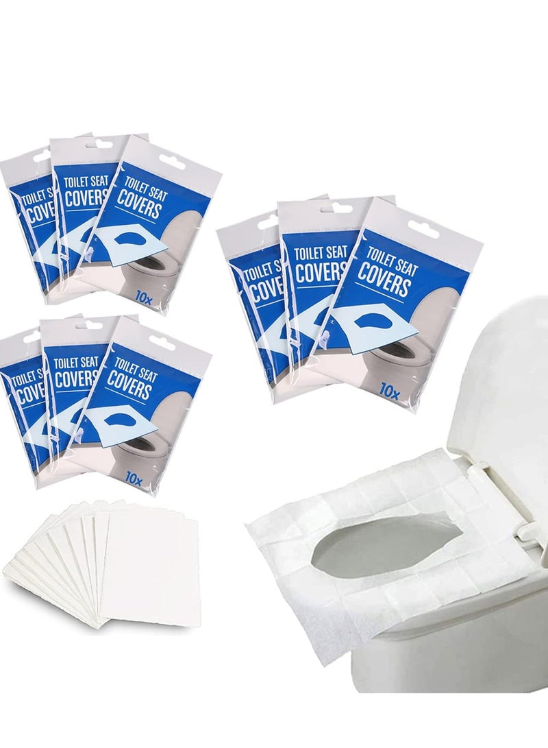 SYOSI 100PCS Flushable Disposable Toilet Seat Covers for Kids Adults Pregnant Women, Use in Public Toilets Airplane, Road Trips, Camping, Toddler Potty Training - Image 1