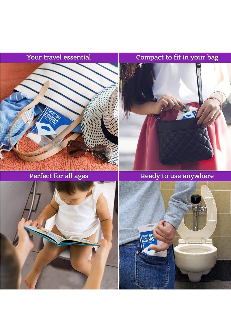 SYOSI 100PCS Flushable Disposable Toilet Seat Covers for Kids Adults Pregnant Women, Use in Public Toilets Airplane, Road Trips, Camping, Toddler Potty Training - Image 4