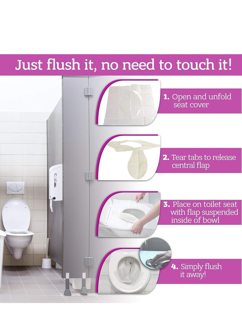 SYOSI 100PCS Flushable Disposable Toilet Seat Covers for Kids Adults Pregnant Women, Use in Public Toilets Airplane, Road Trips, Camping, Toddler Potty Training - Image 5