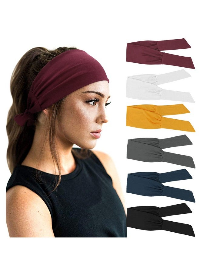 إسكدنيا 6 Pcs Adjustable Headbands For Women Knotted Headbands Elastic Non-Slip Fashion Hair Bands For Workout Sports Running Yoga - Image 1