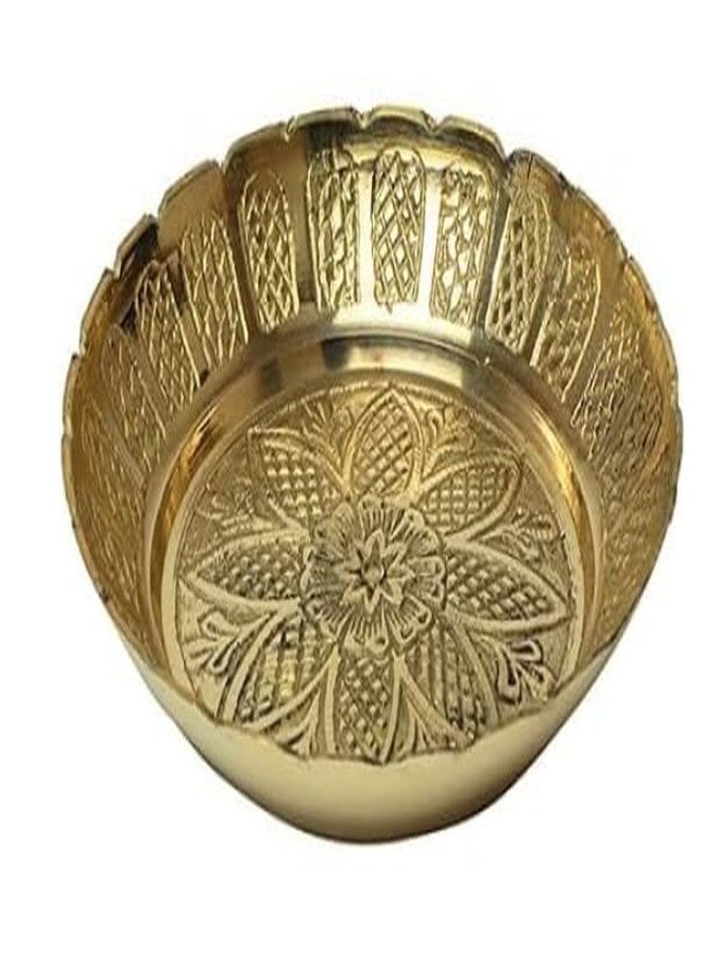 أديتري_كرييشن طقم من 3 أطباق ناكشي، طبق كاتوري نحاسي مزخرف للبرساد، مناسب للمهرجانات الهندية التقليدية، ورأس السنة الجديدة، وأدوات البوجا، وهدايا الانتقال إلى منزل جديد (الحجم: قطر 4 بوصات) باترا (كاتوري) (ذهبي) - Image 3