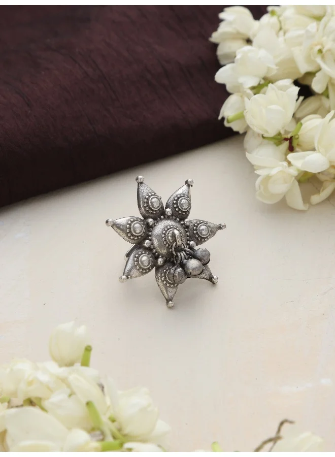 trueBrowns trueBrowns Silver Tone Floral Ring