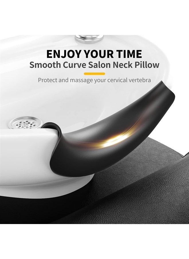 Shampoo Bowl Neck Cushion, AISEELY Neck Rest for Shampoo Bowl, Shampoo Neck Rest for Sink, Portable Shampoo Bowl Neck Rest for Salon Spa, Silicone Neck Rest Cushion with Curved Suction Cup