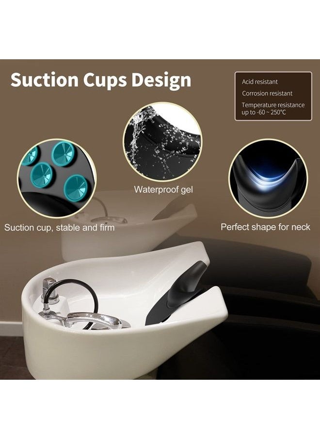 Shampoo Bowl Neck Cushion, AISEELY Neck Rest for Shampoo Bowl, Shampoo Neck Rest for Sink, Portable Shampoo Bowl Neck Rest for Salon Spa, Silicone Neck Rest Cushion with Curved Suction Cup