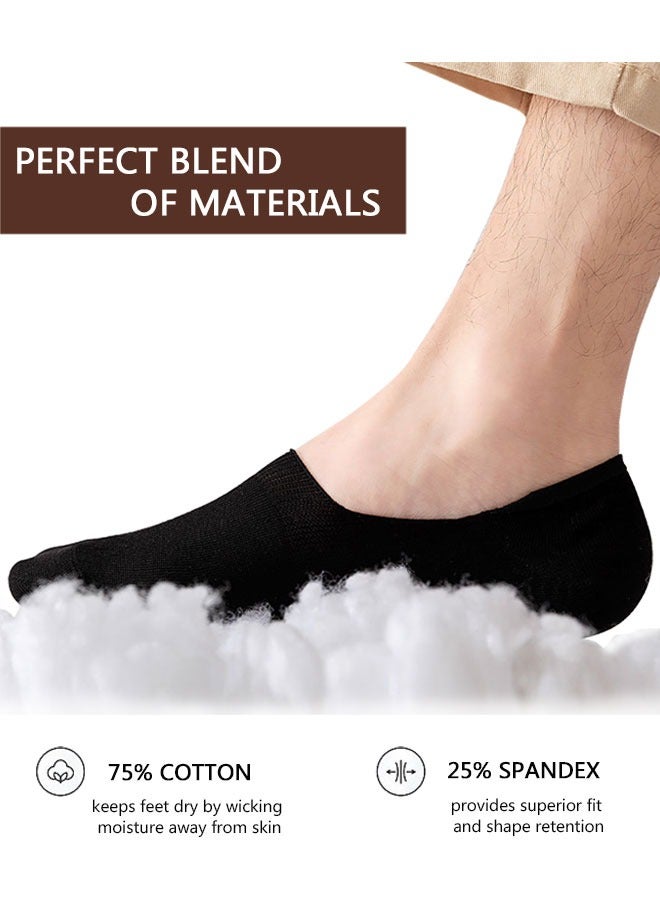 HAWAWA Men Cotton Low Cut Ankle Short Socks with Non Slip Grip Boat Liners for Athletic Running Novelty Casual Invisible Liner Socks 8 Pairs（Black, brown）  - Image 2