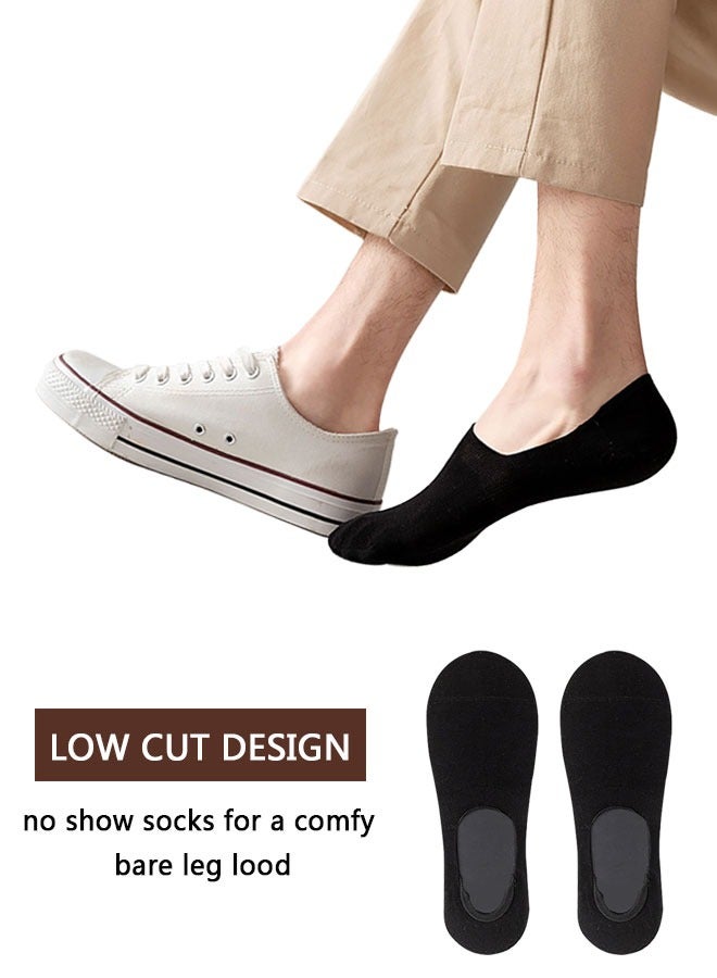HAWAWA Men Cotton Low Cut Ankle Short Socks with Non Slip Grip Boat Liners for Athletic Running Novelty Casual Invisible Liner Socks 8 Pairs（Black, brown）  - Image 4