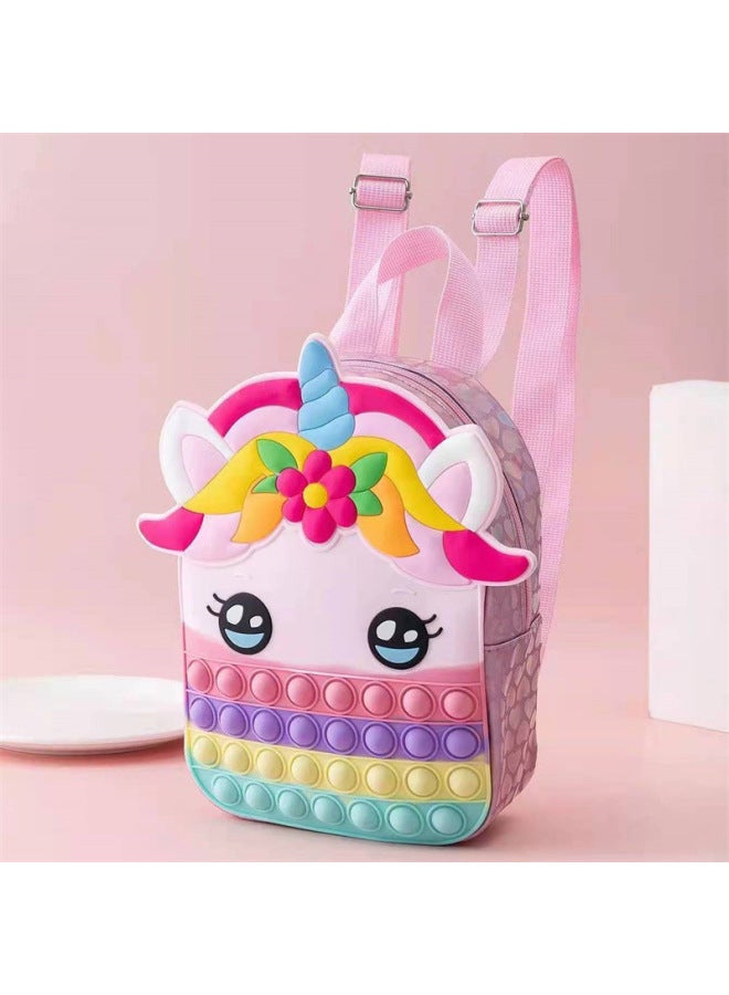 Bestseller Unicorn Backpack Mouse Exterminator Silicone Pressure Relief Children's Toy Bookbag Dual Shoulder Bag-Color:Pink  - Image 1