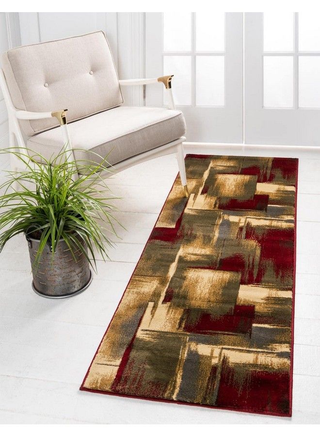 Unique Loom Barista Collection Area Rug Timor (2' 2" X 5' 3" Runner Multi Red) - Image 1