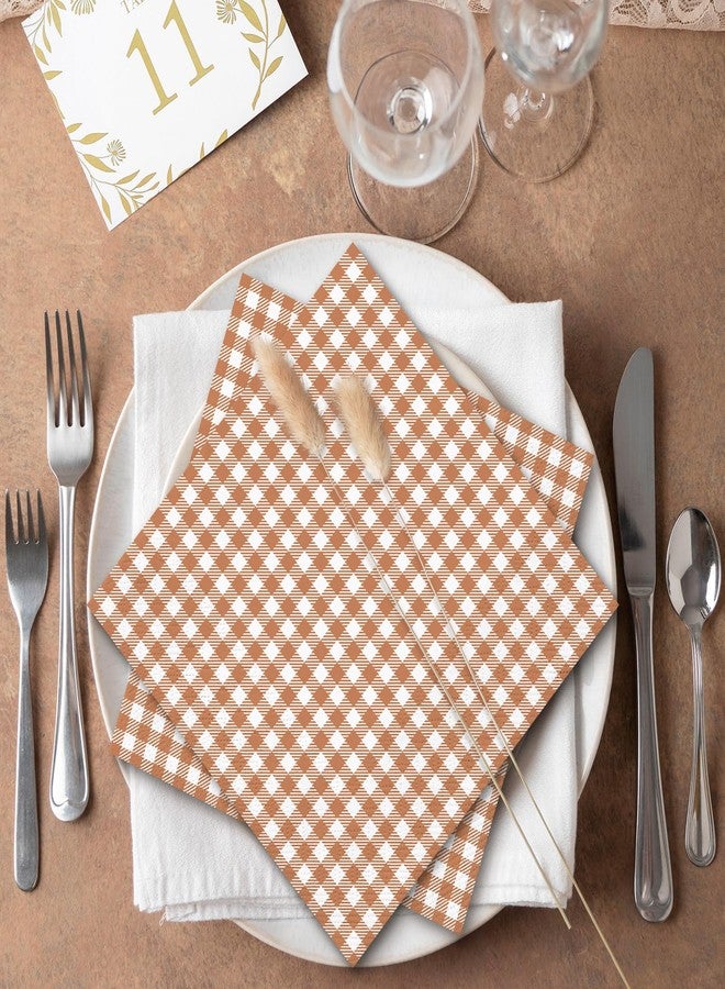 Whaline Brown Plaid Paper Napkins Locally Grown Baby Shower Disposable Dinner Napkin Fall Brown Checkered Decorative Luncheon Napkin for Autumn Thanksgiving Home Party Table Decor, 50Pcs - Image 4