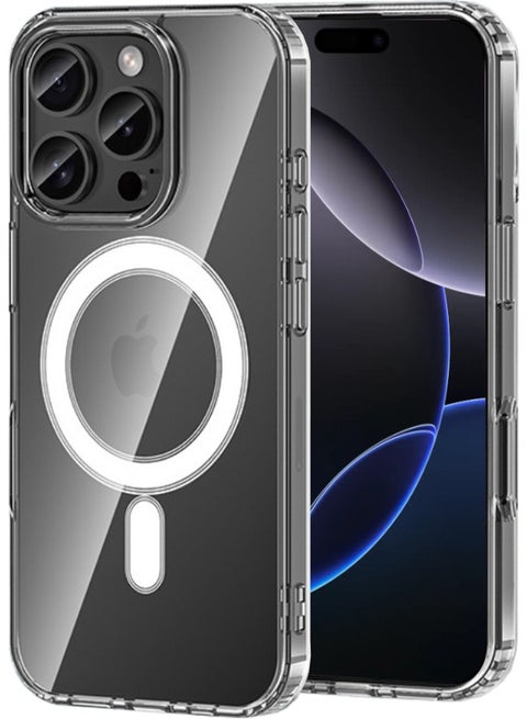 جراب iPhone 16 Pro متوافق مع Magsafe، جراب مغناطيسي صلب ومضاد للخدش والسقوط رفيع وشفاف لهاتف iPhone 16 Pro مقاس 6.3 بوصة، شفاف