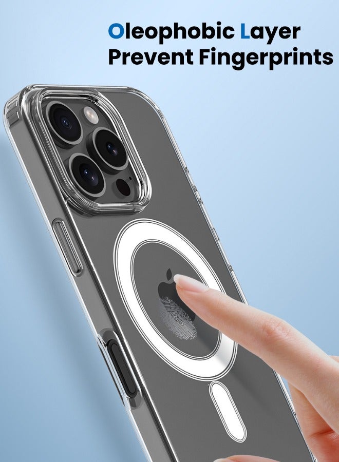 جراب iPhone 16 Pro متوافق مع Magsafe، جراب مغناطيسي صلب ومضاد للخدش والسقوط رفيع وشفاف لهاتف iPhone 16 Pro مقاس 6.3 بوصة، شفاف