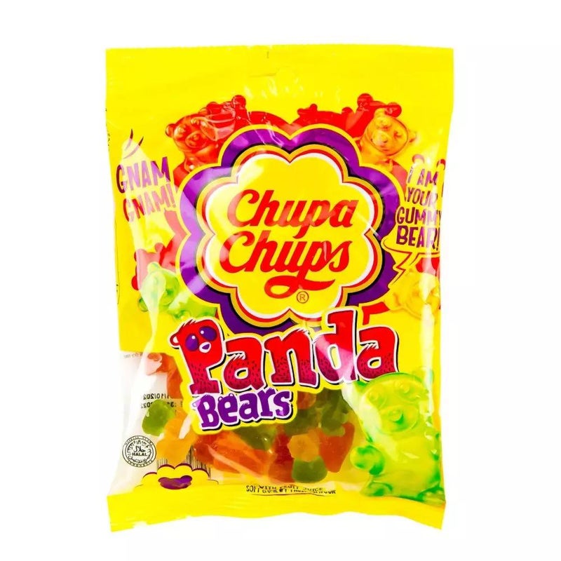 Chupa Chups Panda Bears Soft and Chewy Fruit Flavour Gummy Candy-160gms - Image 1