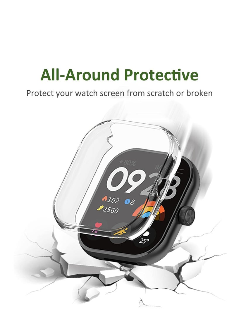 SYOSI Case for Xiaomi Redmi Watch 4, Tempered Glass Screen Protector, PC Hard Case Tempered Glass Screen Protection Cover Slim Full Cover Scratch Proof Protector, Blue+Transparent, 2 Pcs  - Image 2