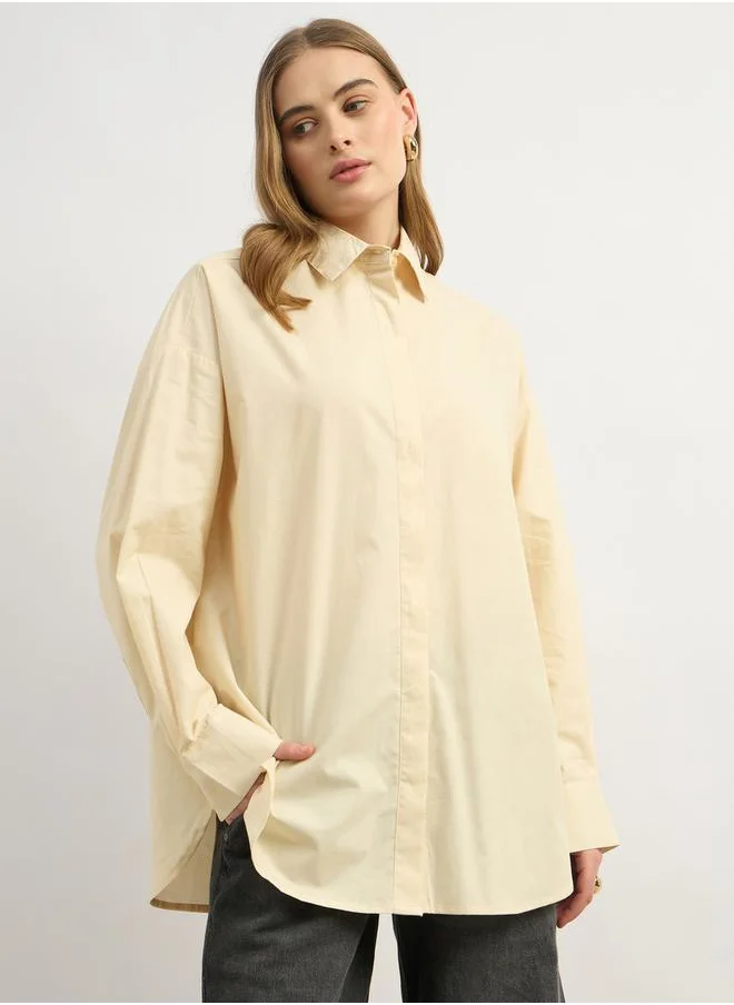 ستايلي Oversized Spread Collar Shirt