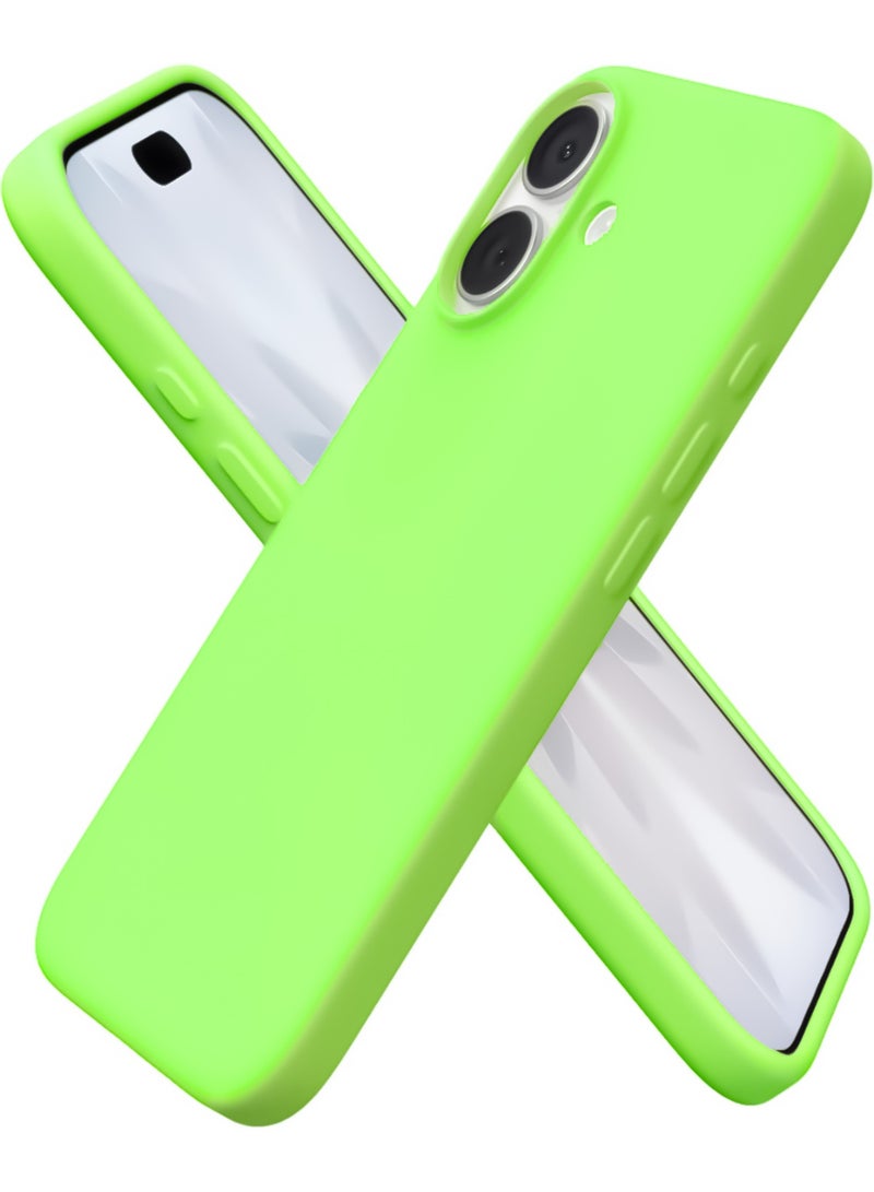 Compatible with iPhone 17 Case Slim Liquid Silicone 4 Layers Soft Gel Rubber Shockproof Protective Phone Case with Anti Scratch Microfiber Lining (Neon Green)