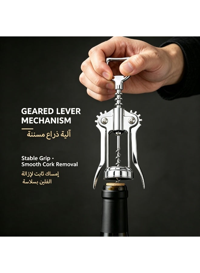 PIVXAZQ 2 Pack Winged Wine Opener Set, Zinc Alloy Corkscrew with Stainless Steel Spiral, Multifunctional Bottle Opener for Home Bar Kitchen Dining Party - Image 4