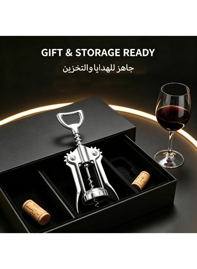 PIVXAZQ 2 Pack Winged Wine Opener Set, Zinc Alloy Corkscrew with Stainless Steel Spiral, Multifunctional Bottle Opener for Home Bar Kitchen Dining Party - Image 5