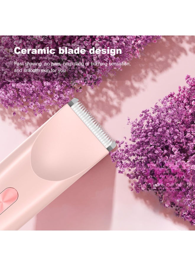بواو 2026 ماكينة حلاقة جديدة للبيكيني للنساء، ماكينة حلاقة Dermave للبيكيني، ماكينة حلاقة كهربائية 2 في 1 للنساء (وردي) - Image 3