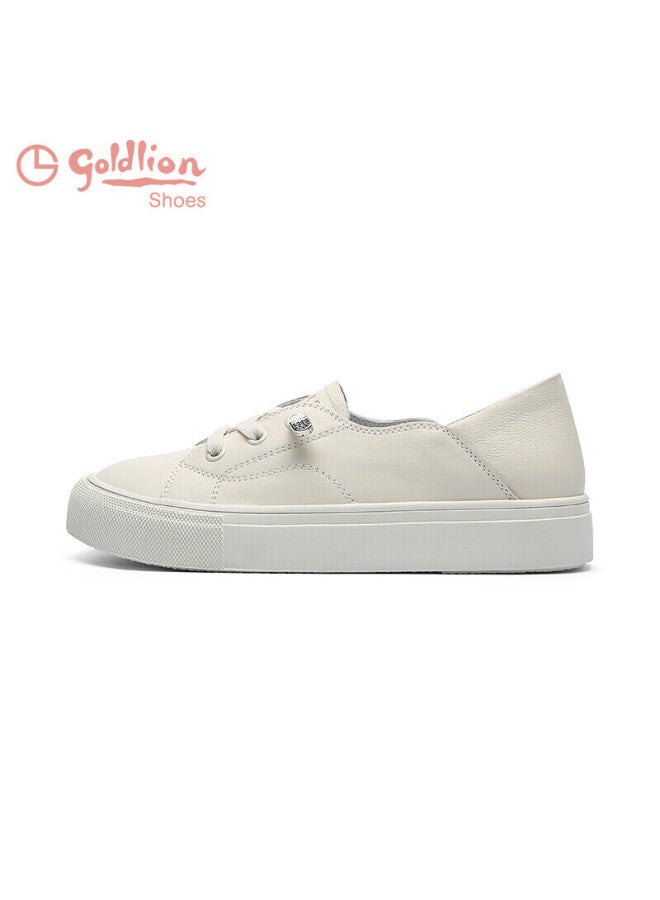 Goldlion Goldlion Women's Flat White Shoes Women's Strapless Big Head Comfortable And Durable Casual Board Shoes 6012 2 Apricot 37 - Image 5