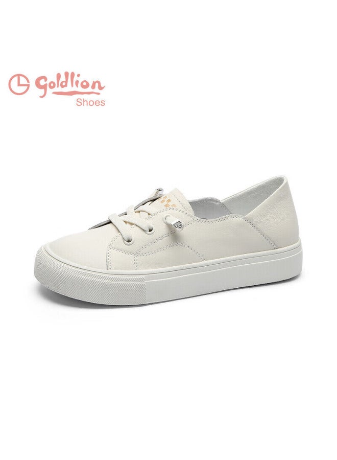 Goldlion Goldlion Women's Flat White Shoes Women's Strapless Big Head Comfortable And Durable Casual Board Shoes 6012 2 Apricot 37 - Image 3
