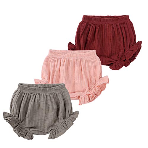 MYGBCPJS 3 Pack Baby Ruffle Bloomers Shorts Toddler Boys Girls Cotton Linen Diaper Cover Infant Comfy Panty - Image 1