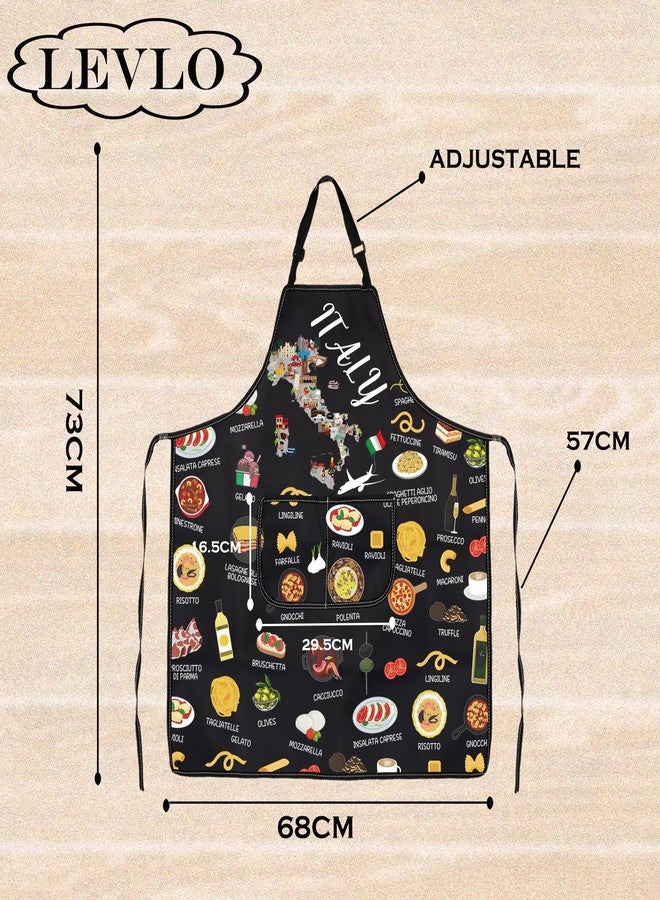 LEVLO Italy Country Map Europe Cuisine Lover Kitchen Apron Mom Dad BFF Italian Food Cooking Travel Apron (Italy) - Image 2