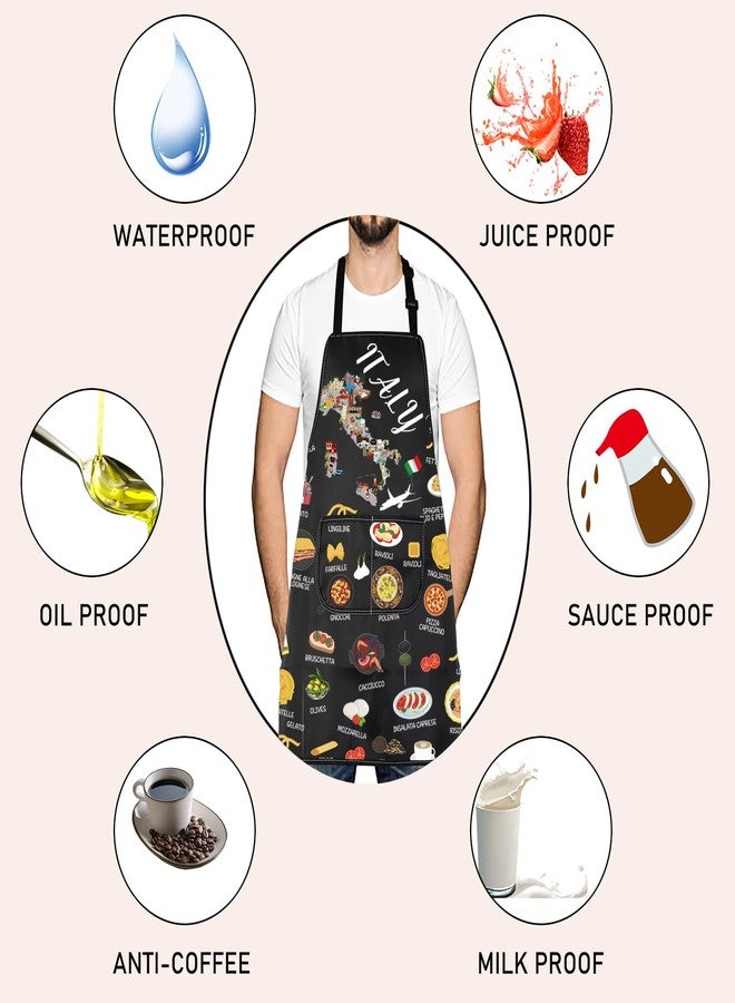 LEVLO Italy Country Map Europe Cuisine Lover Kitchen Apron Mom Dad BFF Italian Food Cooking Travel Apron (Italy) - Image 3