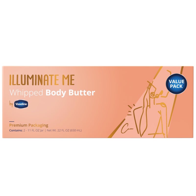 Vaseline Illuminate Me Whipped Body Butter 2-Pack – Lightweight Moisturizer for Luminous, Glowing Skin, 11 Oz Ea - Image 2