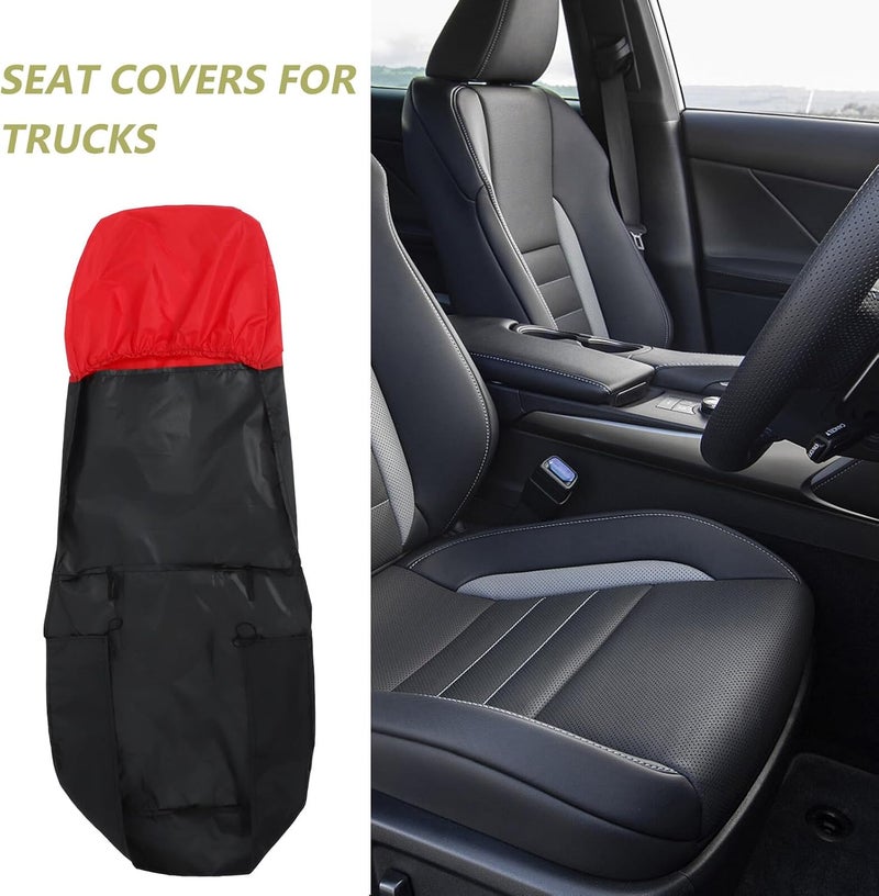 Heavy Duty Automotive Seat Cover 2pcs Set Car Seat Protector Universal Fit Interior Accessories for Trucks and Minivans with Oil-Resistant Fabric Black Red - Image 2