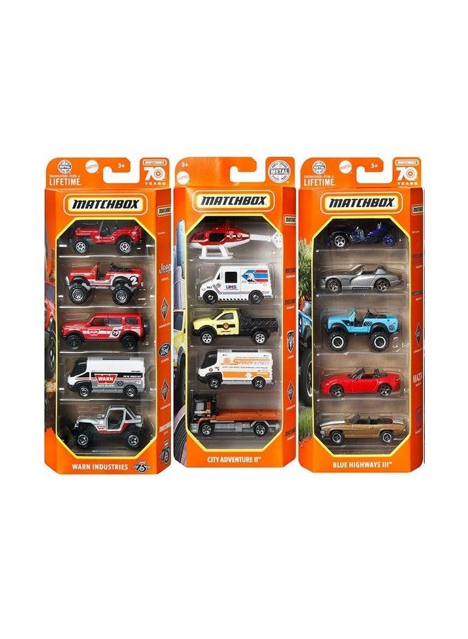 MATCHBOX Matchbox Set of 15 Toy Cars and Trucks with 3 Themed 5-Packs of 1:64 Scale Die-Cast Vehicles (Styles Will Vary) Bundle - Image 4