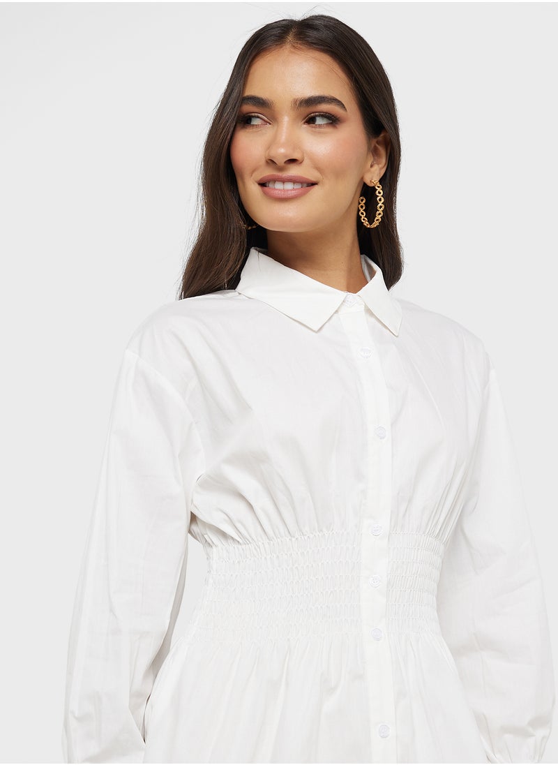 ELLA Sinched Waist Button Down Shirt  - Image 3