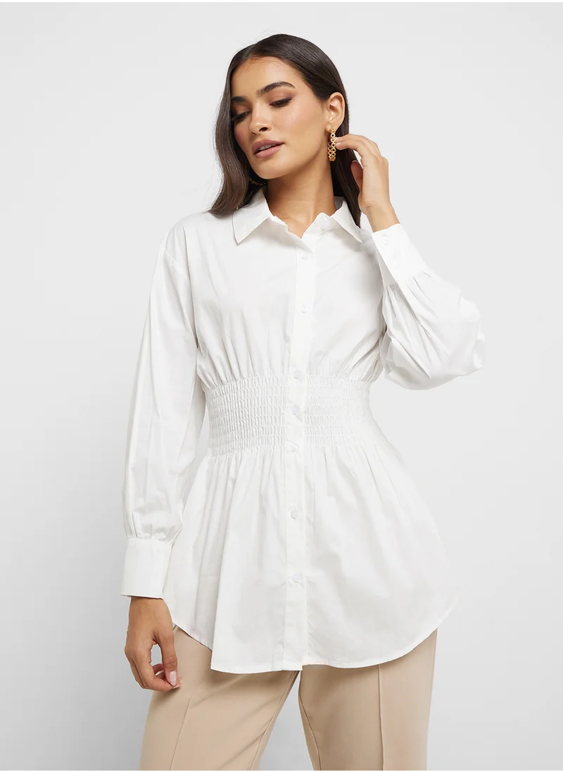 ELLA Sinched Waist Button Down Shirt