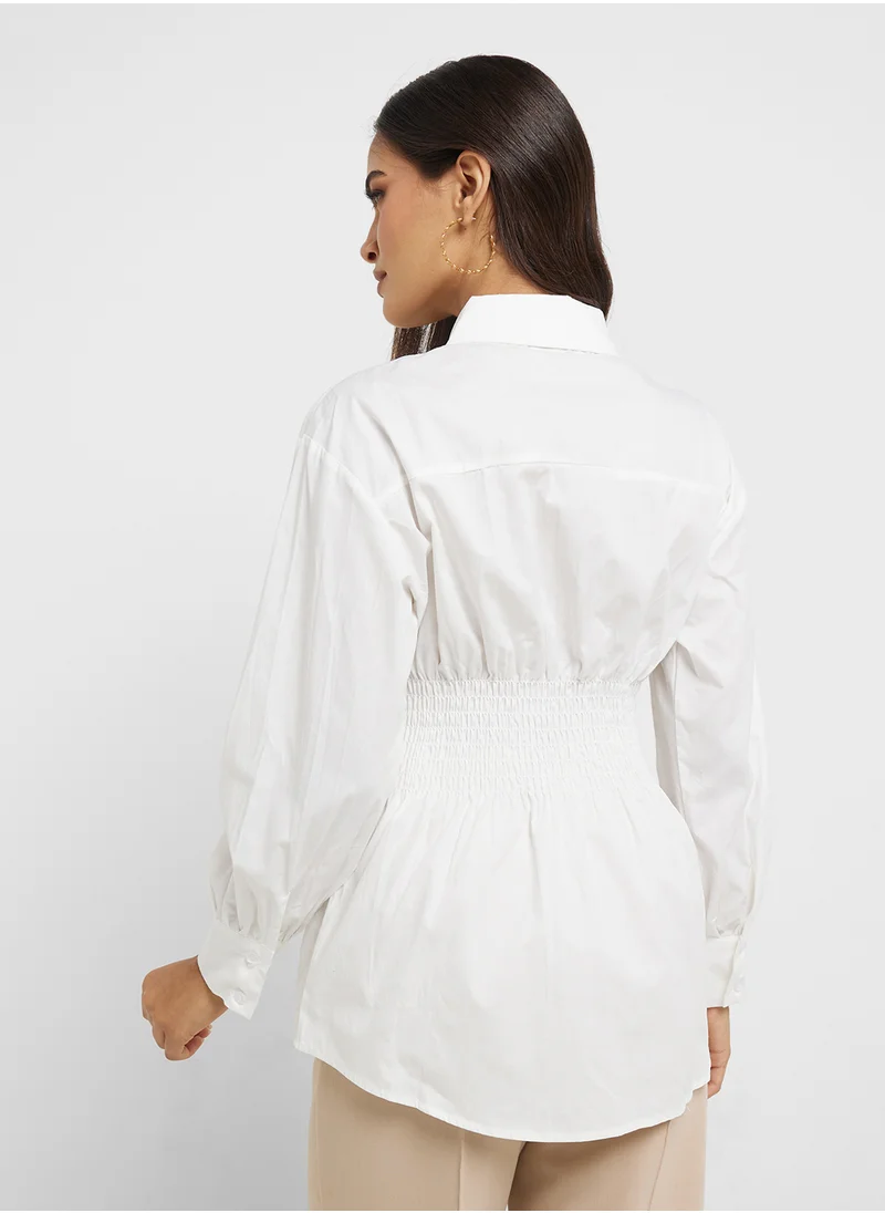 ELLA Sinched Waist Button Down Shirt