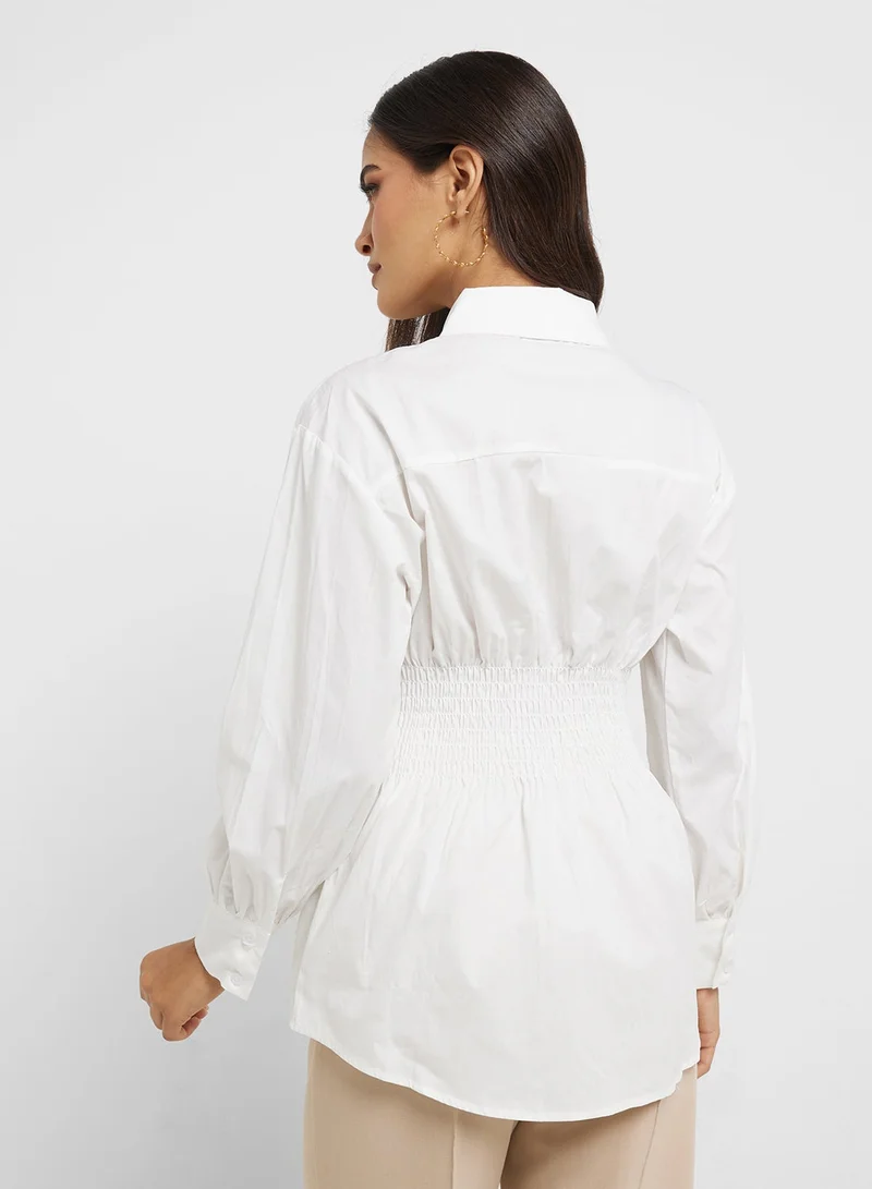 ELLA Sinched Waist Button Down Shirt