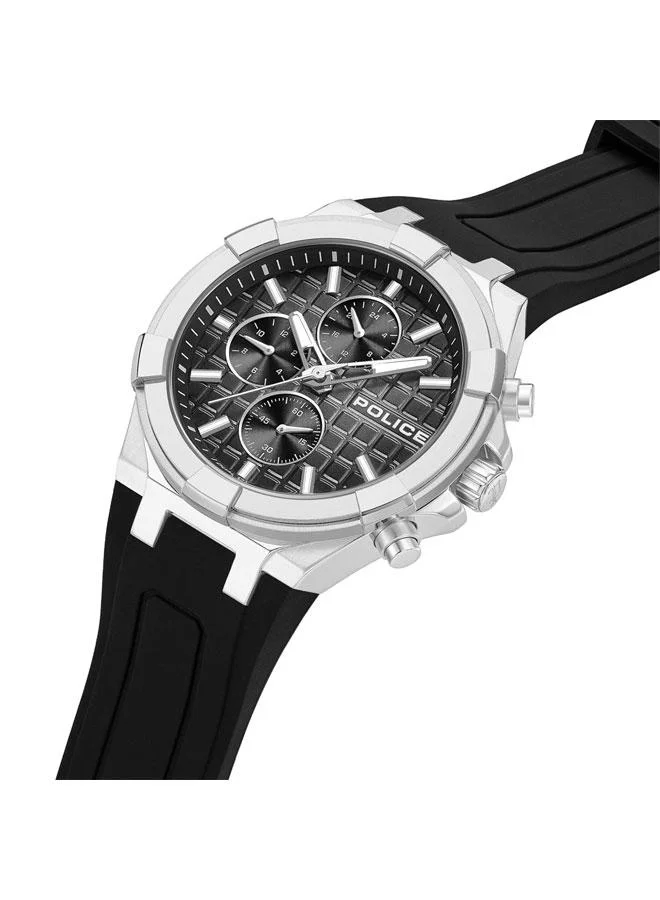 POLICE Guardian Black Dial Black Silicone Strap Multifunction Watch for Men - 42mm