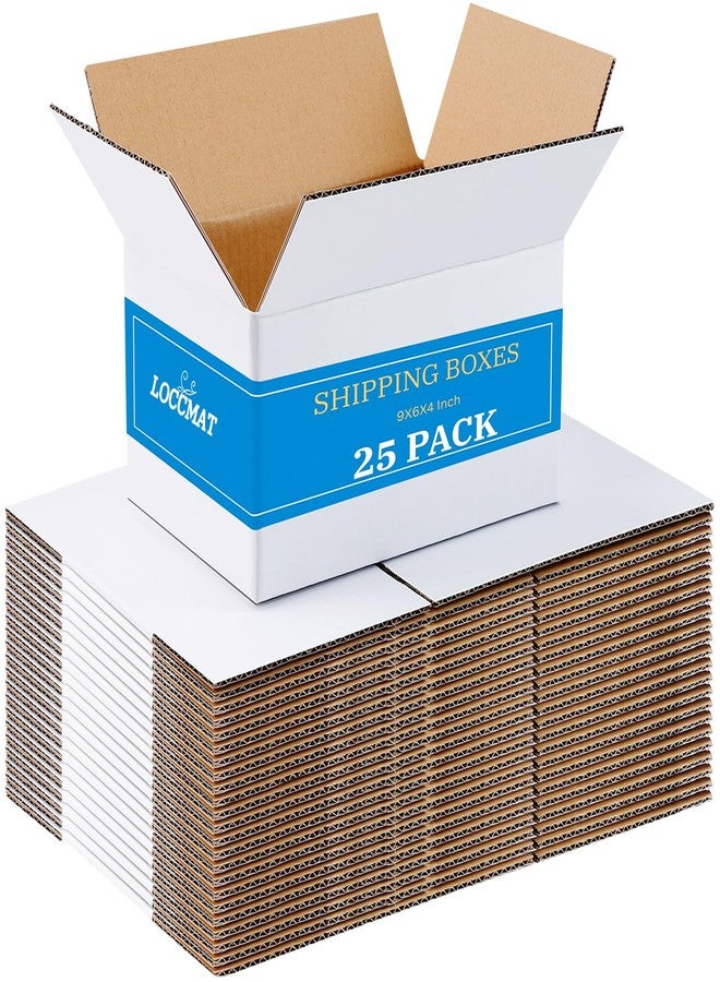 Loccmat 9x6x4 Shipping Boxes,25 Pack White Corrugated Cardboard Boxes,Small Shipping Box,Kraft Mailing Box for Small Business Packaging Mailing And Storing - Image 1