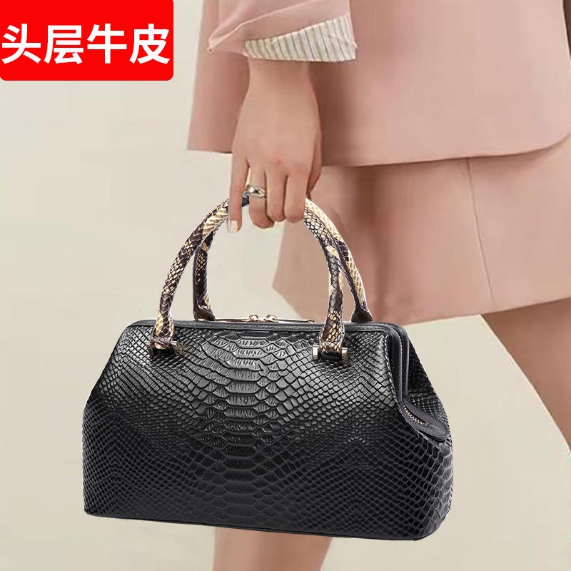 Bag New Women'S 2025 Top Layer Cowhide Shoulder Handbag Pillow Bag Boston Large Capacity Genuine Leather Crossbody Bag For Women - Image 2