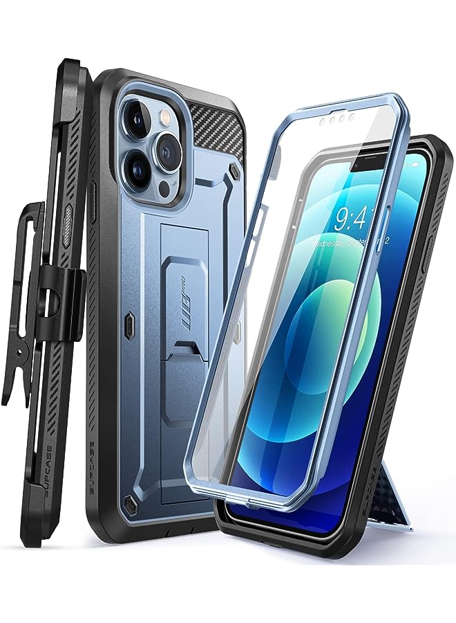 SupCase Unicorn Beetle Pro Series Case for iPhone 13 Pro Max (2021 Release) 6.7 Inch, Built-in Screen Protector Full-Body Rugged Holster Case (Cerulean) - Image 1