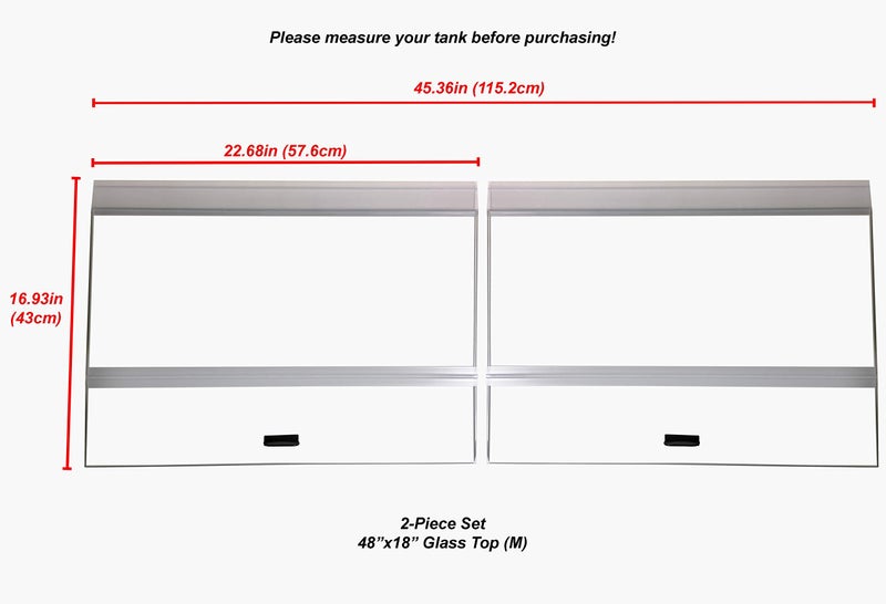 H2Pro Glass Canopy 2Piece Set for Marineland Perfecto 70/75/90/110 Gallon 48x18 Aquarium Fish Tank (Eachpiece Measure 22.68 x 16.93 x 0.16in), White, One Pack - Image 2